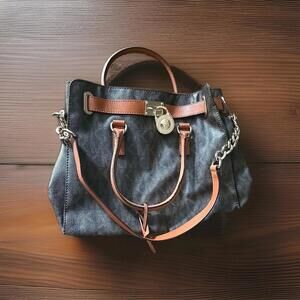 Michael Kors Large Hamilton Satchel Brown Bag purse handbag